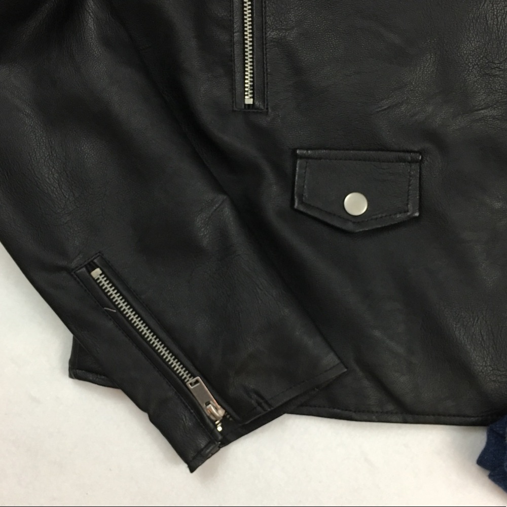 Faux Leather Moto Jacket with Silver Accents - Picture 4 of 8